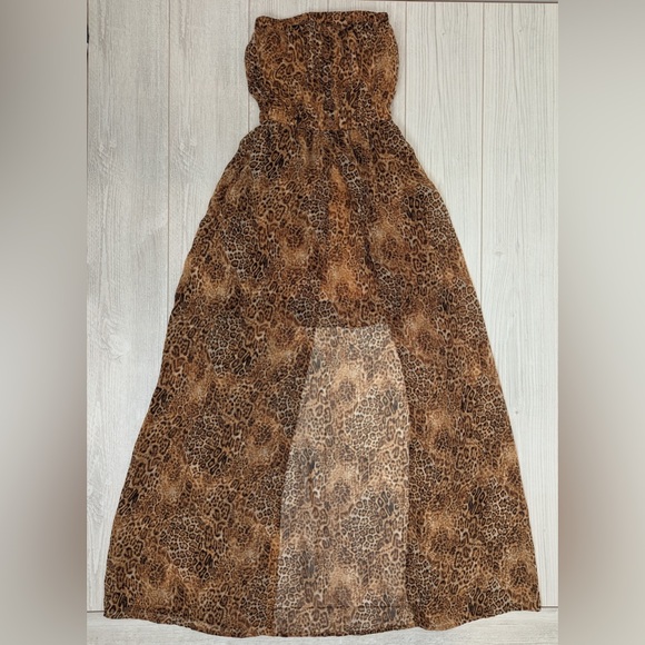 Mini Animal Print Dress With Maxi Sheer Overlay - Picture 7 of 12